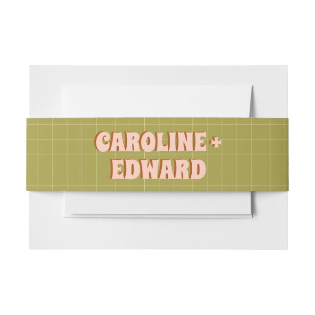 Cintas Para Invitaciones Groovy Bold Green Yellow Red Funky Boda (Anverso Ejemplo)