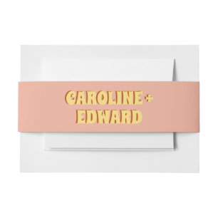 Cintas Para Invitaciones Groovy Bold Green Yellow Red Funky Boda