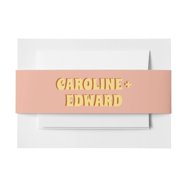 Cintas Para Invitaciones Groovy Bold Green Yellow Red Funky Boda (Anverso Ejemplo)