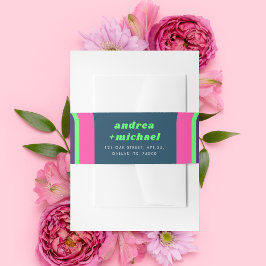 Cintas Para Invitaciones Groovy Rainbow Pink Verde azulado Lime Green Retro