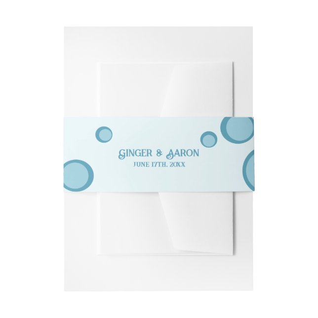 Cintas Para Invitaciones Groovy Retro Círculos Azules 70 Boda nostálgico (Anverso Ejemplo)