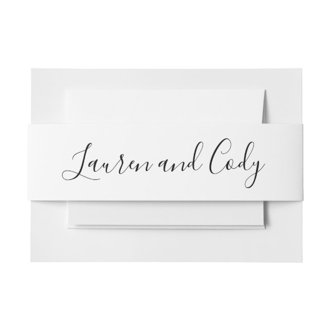 Cintas Para Invitaciones Guión blanco y negro moderno (Anverso Ejemplo)