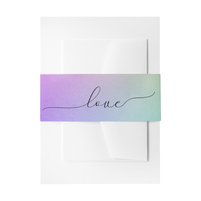 Cintas Para Invitaciones Guión De Amor boda Sobre El Arcoiris Gradiente (Anverso Ejemplo)