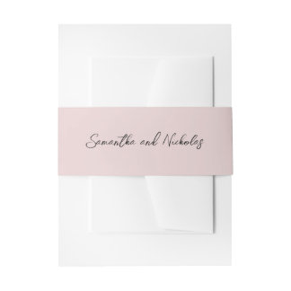 Cintas Para Invitaciones Guión de caligrafía rosada con polvo minimalista
