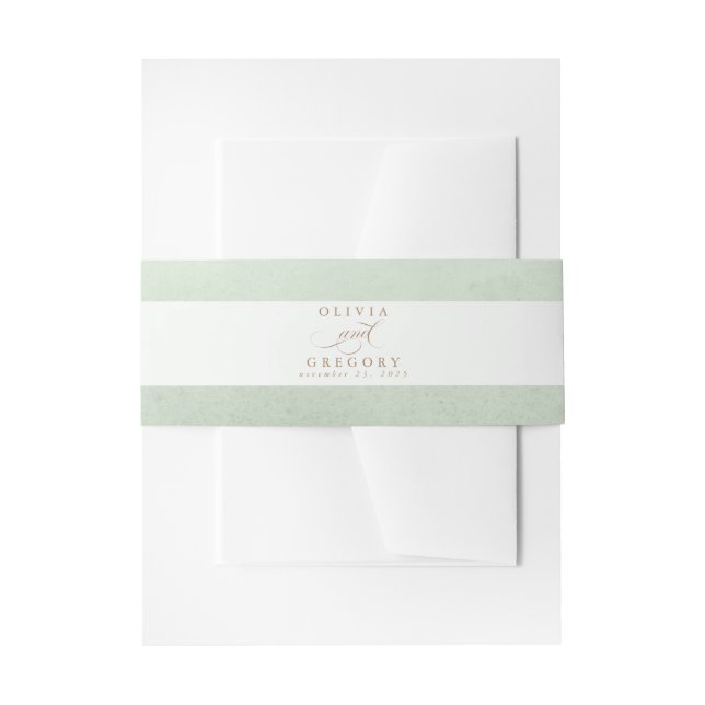 Cintas Para Invitaciones Guión elegante verde claro (Anverso Ejemplo)