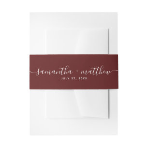 Cintas Para Invitaciones Guión manuscrito simple Borgoña Boda