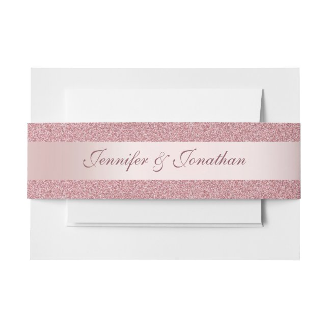 Cintas Para Invitaciones Guión manuscrito Texto moderno Rosa Gold Elegante (Anverso Ejemplo)