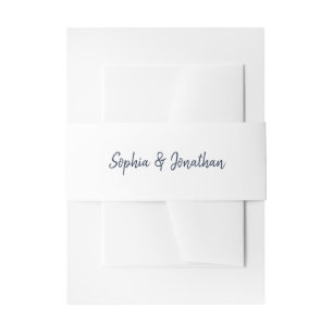 Cintas Para Invitaciones Guión Minimalista moderno Boda blanco y naval