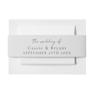 Cintas Para Invitaciones Guión moderno Moda de color sólido gris Boda de
