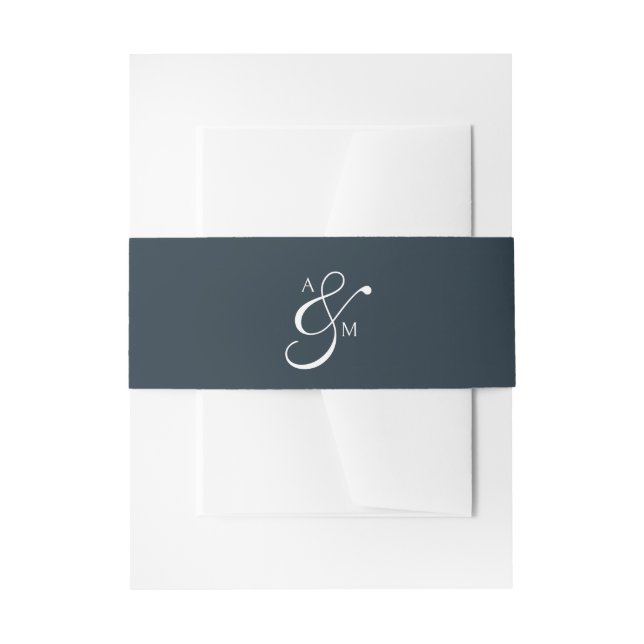 Cintas Para Invitaciones Guión monograma clásico Ampersand Navy azul (Anverso Ejemplo)