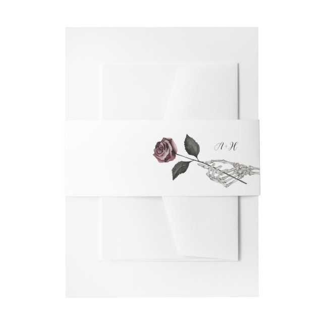 Cintas Para Invitaciones Halloween gótico Boda negro Rosa de mano (Anverso Ejemplo)