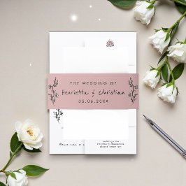 Cintas Para Invitaciones Hand Drawn Floral Blush Wedding Invitation