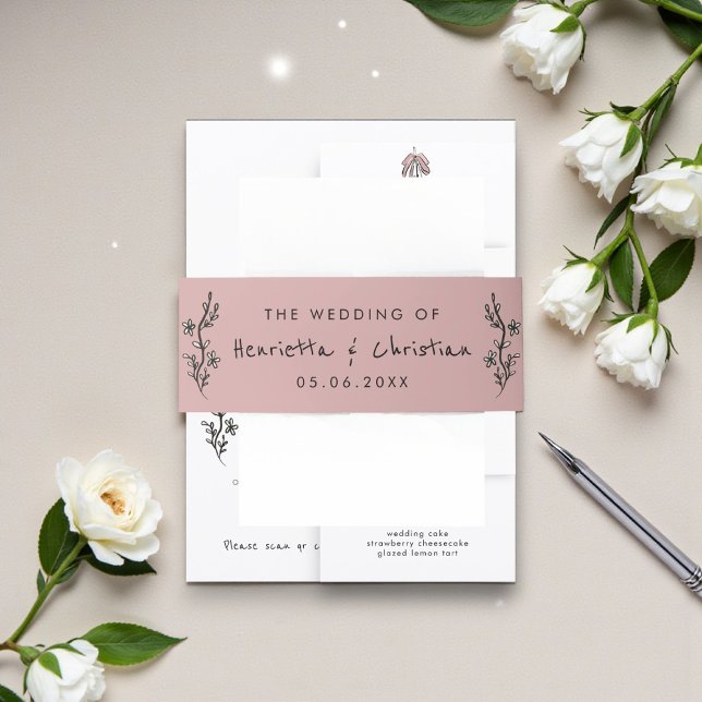 Cintas Para Invitaciones Hand Drawn Floral Blush Wedding Invitation (Subido por el creador)