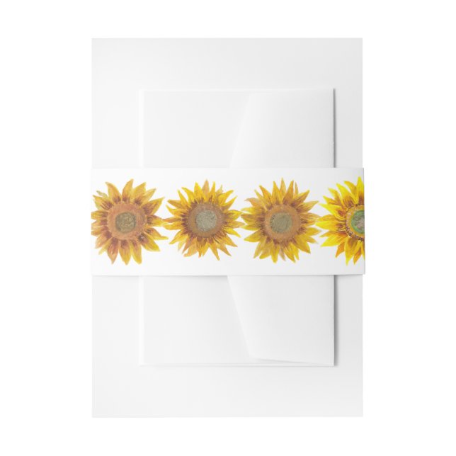 Cintas Para Invitaciones Hand Painted Sunflower Invitation Belly Band (Anverso Ejemplo)