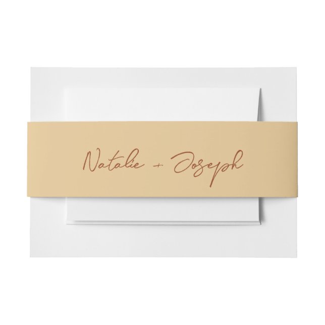 Cintas Para Invitaciones  Hand Written Beige Fun Calligraphy Boho Wedding (Anverso Ejemplo)