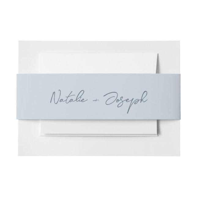 Cintas Para Invitaciones  Hand Written Blue Fun Calligraphy Boho Wedding (Anverso Ejemplo)