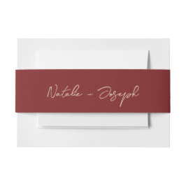 Cintas Para Invitaciones  Hand Written Burgundy Calligraphy Boho Wedding