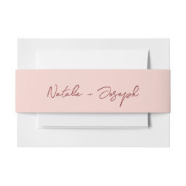 Cintas Para Invitaciones  Hand Written Burgundy Pink Whimsical Wedding
