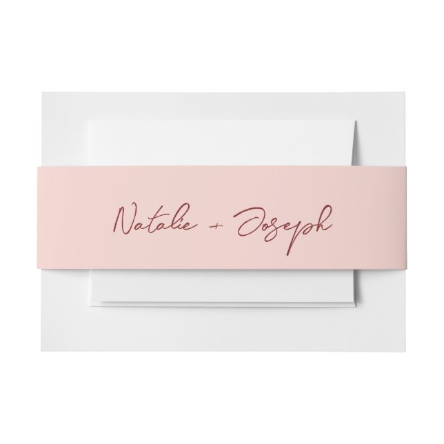 Cintas Para Invitaciones  Hand Written Burgundy Pink Whimsical Wedding (Anverso Ejemplo)