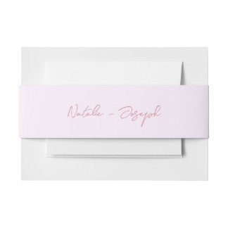 Cintas Para Invitaciones  Hand Written Pink Retro Calligraphy Boho Wedding