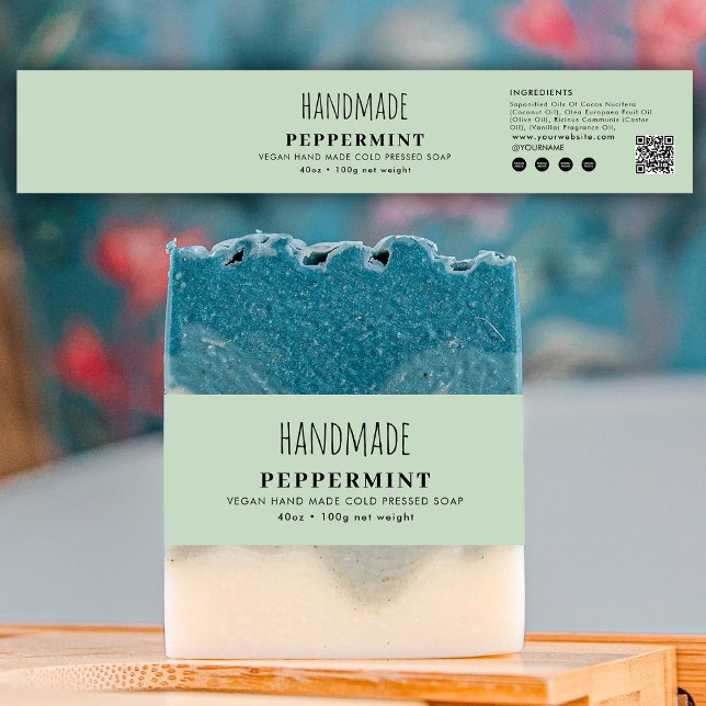 Cintas Para Invitaciones Handmade Soap Belly Band Green Product Label Wrap (Handmade Soap Belly Band Green Product Label Wrap)