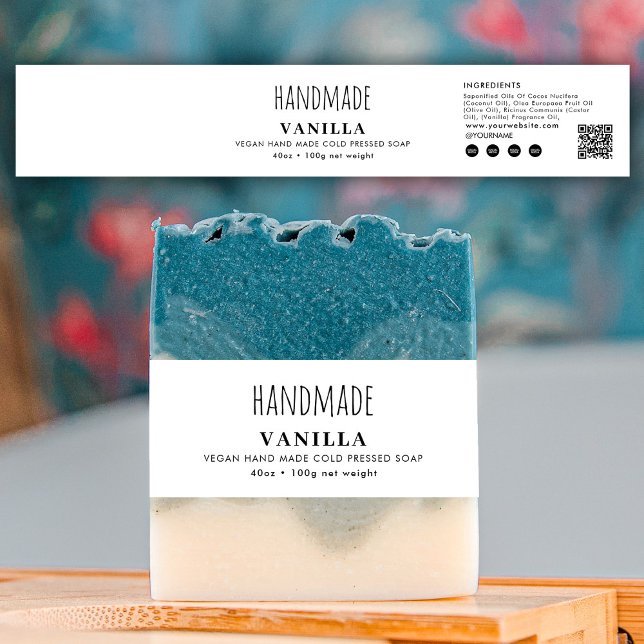 Cintas Para Invitaciones Handmade Soap Belly Band White Product Label Wrap (Handmade Soap Belly Band White Product Label Wrap)