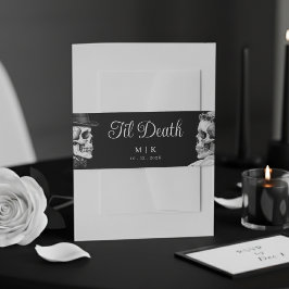 Cintas Para Invitaciones Hasta que la Muerte nos Separe Cráneos Góticos Bod