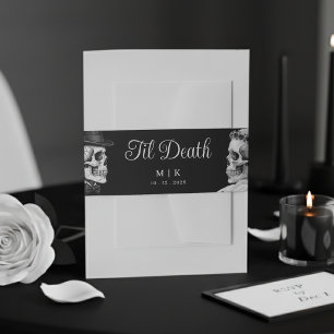 Cintas Para Invitaciones Hasta que la Muerte nos Separe Cráneos Góticos Bod