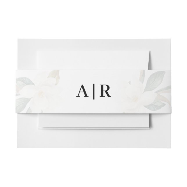 Cintas Para Invitaciones Hermosa banda floral de Magnolia (Anverso Ejemplo)