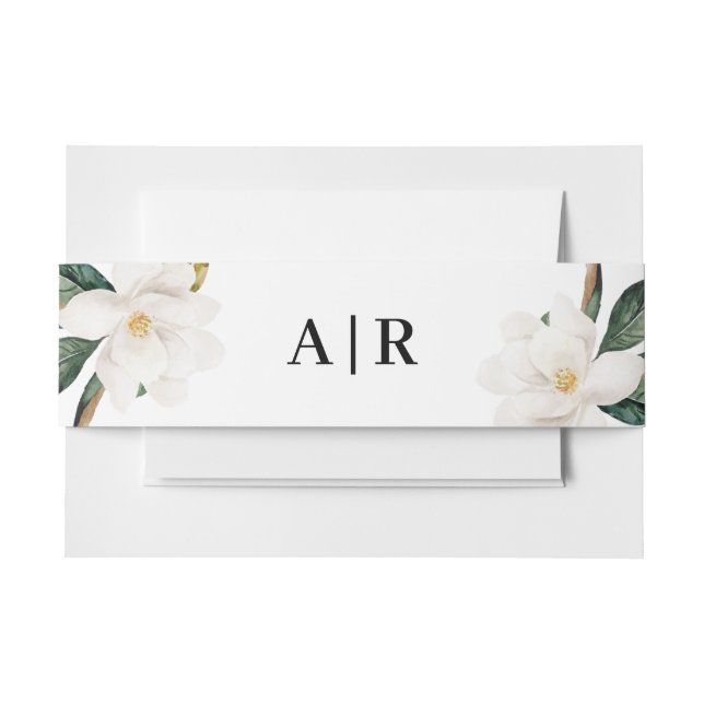 Cintas Para Invitaciones Hermosa banda floral de Magnolia (Anverso Ejemplo)