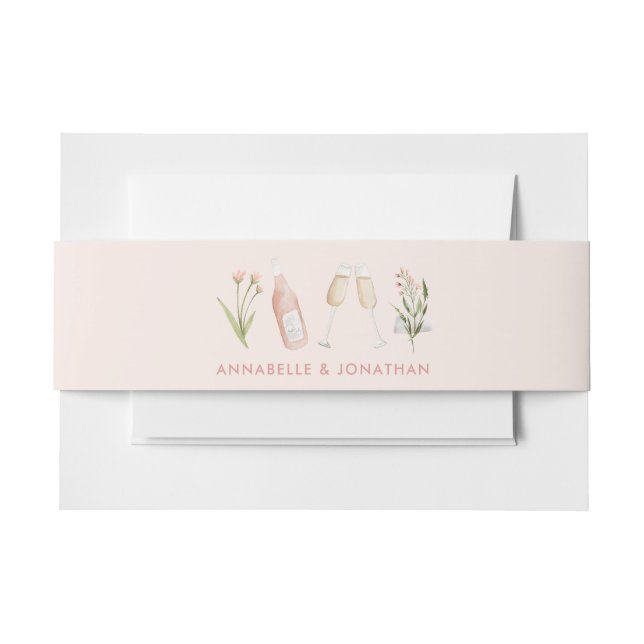 Cintas Para Invitaciones Hermosa boda de gentileza floral rosa (Anverso Ejemplo)