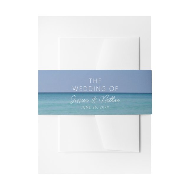 Cintas Para Invitaciones Hermosa fotografía de playa Boda personalizado (Anverso Ejemplo)