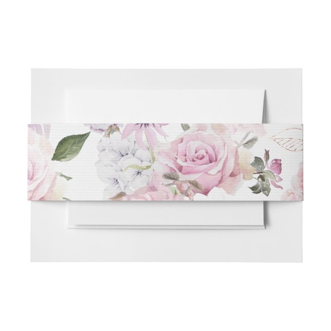 Cintas Para Invitaciones Hermosa invitación a la boda floral (Anverso Ejemplo)