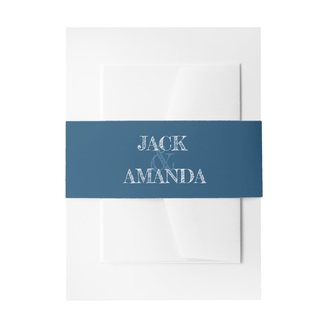 Cintas Para Invitaciones Hermosas bandas de Boda Reto Classic Blue (Anverso Ejemplo)