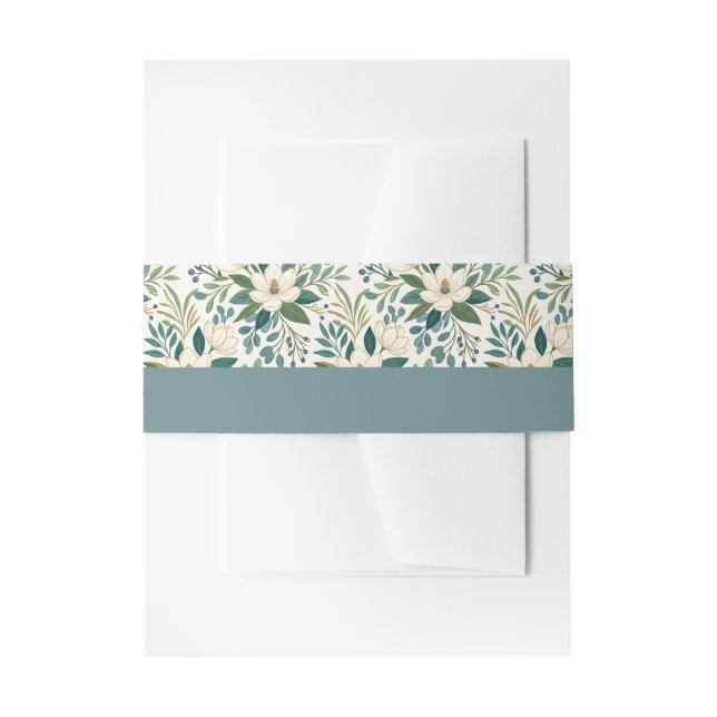 Cintas Para Invitaciones Hermosas flores blancas modernas y bayas (Anverso Ejemplo)
