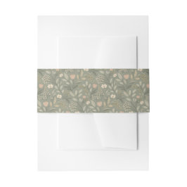 Cintas Para Invitaciones Hermosas Flores Suaves sobre Verde Salvia