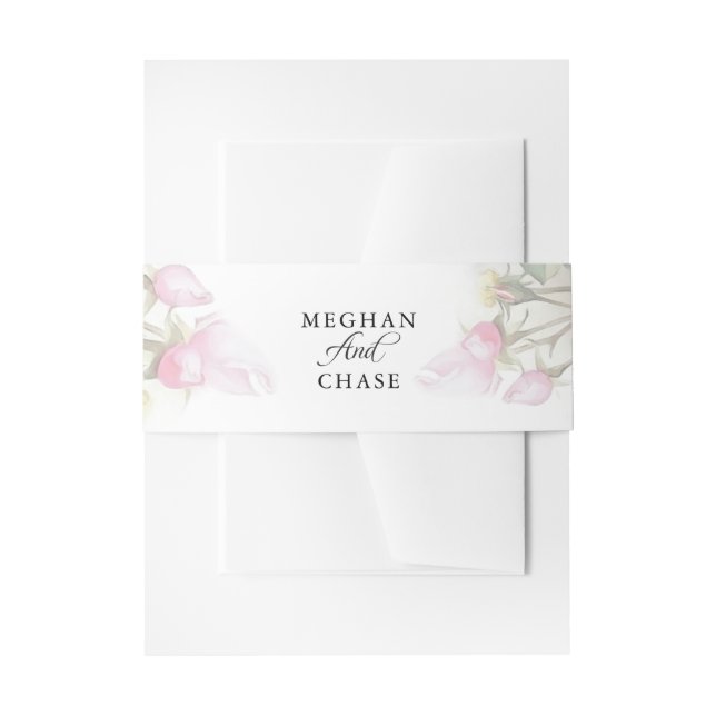 Cintas Para Invitaciones Hermosas rosas rosas pintadas descalzosBride™ (Anverso Ejemplo)