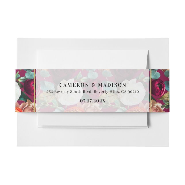 Cintas Para Invitaciones Hermoso Boda de Flores de Verano (Anverso Ejemplo)
