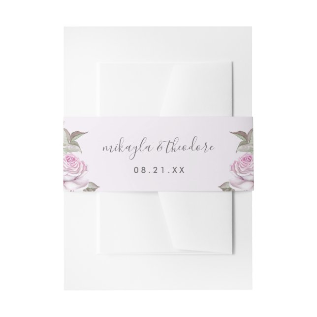 Cintas Para Invitaciones Hermoso Boda de Rosas morado suave (Anverso Ejemplo)