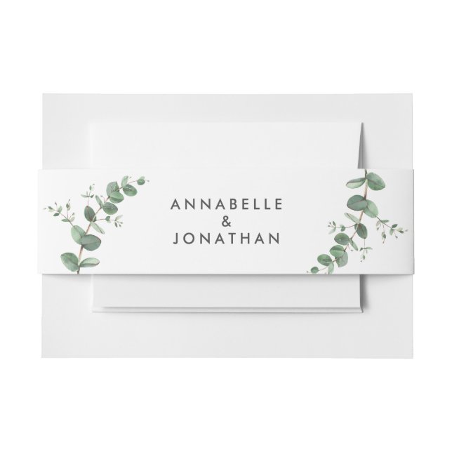 Cintas Para Invitaciones Hermoso boda del follaje eucalipto delicado cla (Anverso Ejemplo)