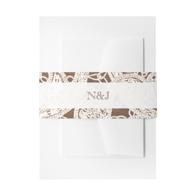Cintas Para Invitaciones Herraduras rústicas y boda campestre de encaje (Anverso Ejemplo)