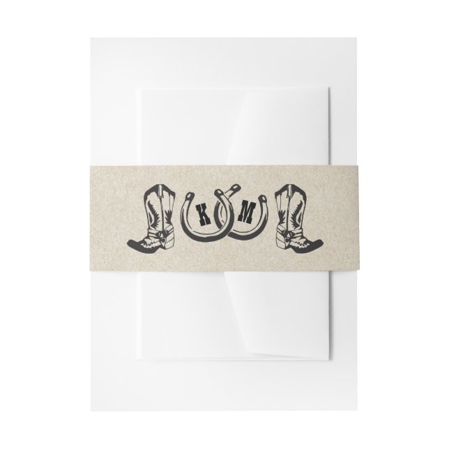 Cintas Para Invitaciones Herraduras y bots de vacuno Boots Boots en el camp (Anverso Ejemplo)