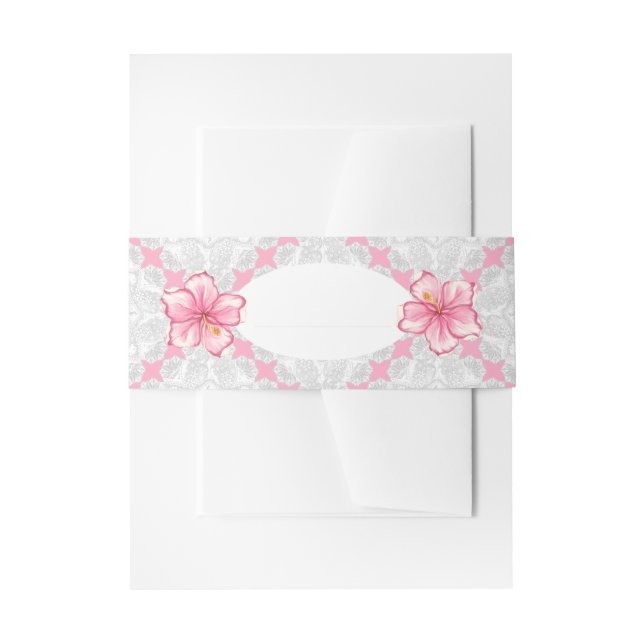 Cintas Para Invitaciones Hibiscus & lace PINK (Anverso Ejemplo)