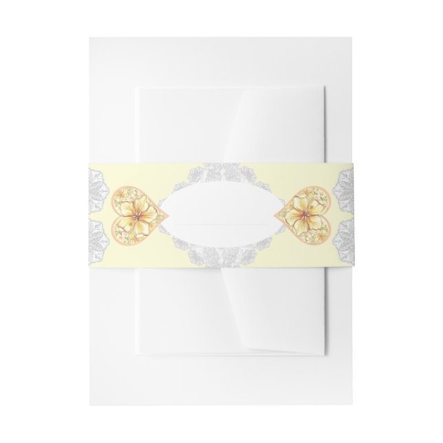 Cintas Para Invitaciones Hibiscus & lace YELLOW (Anverso Ejemplo)
