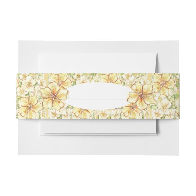 Cintas Para Invitaciones Hibiscus & lace YELLOW (Anverso Ejemplo)