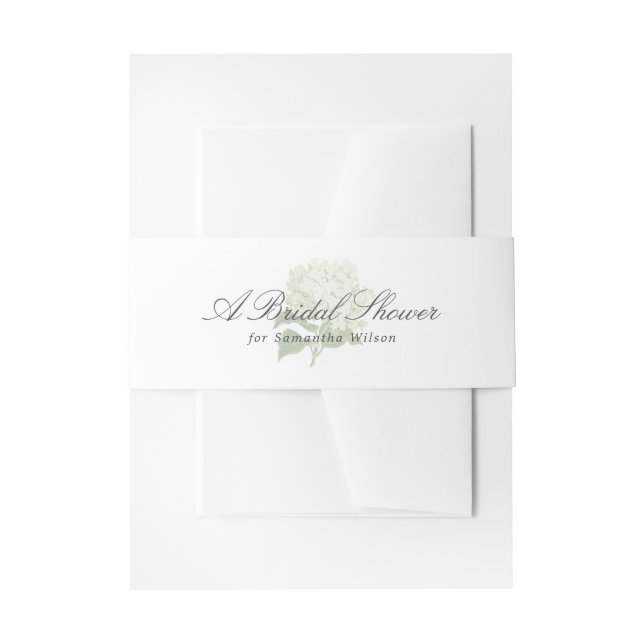 Cintas Para Invitaciones Hidrangea Blanca Elegante Nombre de Novia (Anverso Ejemplo)