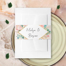 Cintas Para Invitaciones Hierba de Pampas Botánico Eucalipto Dorado Boda