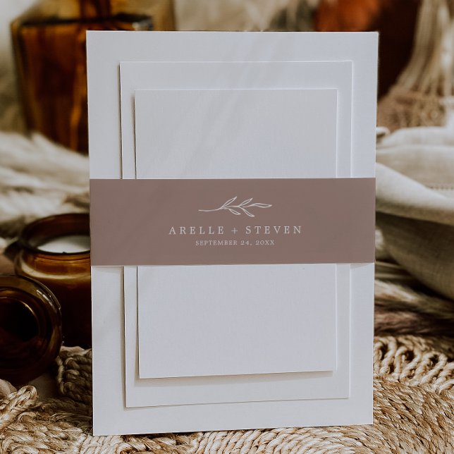 Cintas Para Invitaciones Hoja mínima | Banda Belly Boda neutral (Subido por el creador)