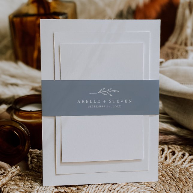 Cintas Para Invitaciones Hoja mínima | Banda Belly Dusty Blue Boda (Subido por el creador)