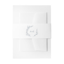 Cintas Para Invitaciones Hoja mínima | Boda de monograma azul turbio